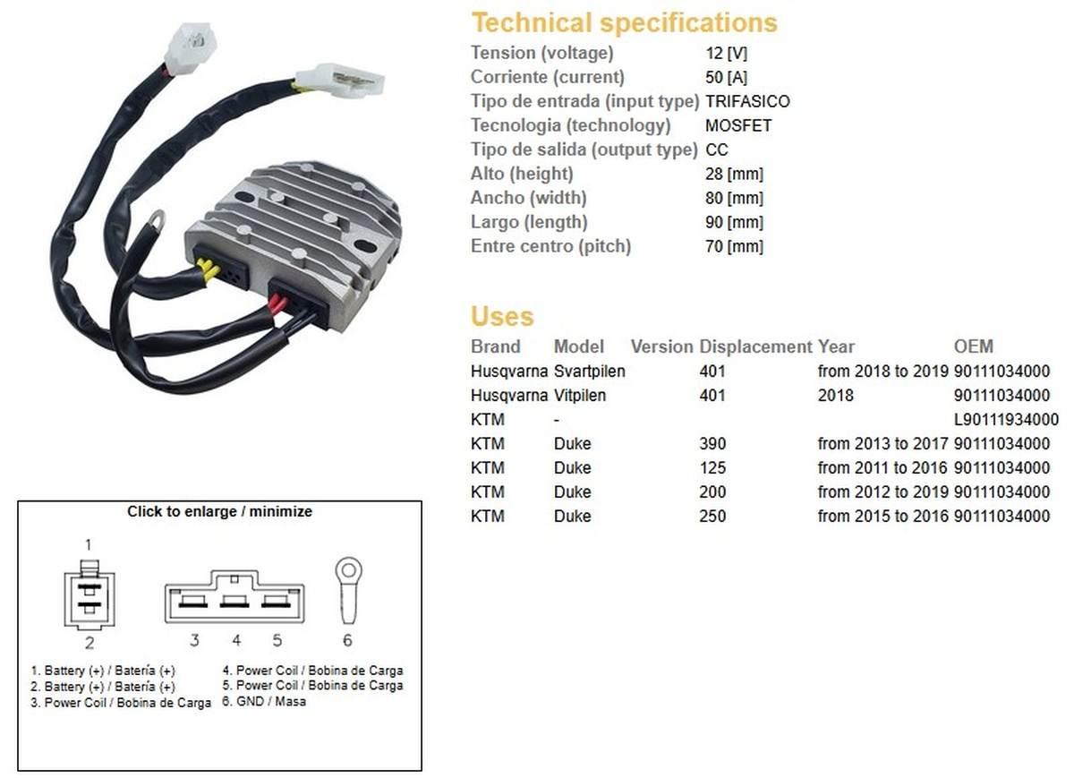 Dze Regulator Napięcia Ktm Duke 125 '11-'16; Duke 200 '12-'19; Duke 250 '15 - zdjęcie 2