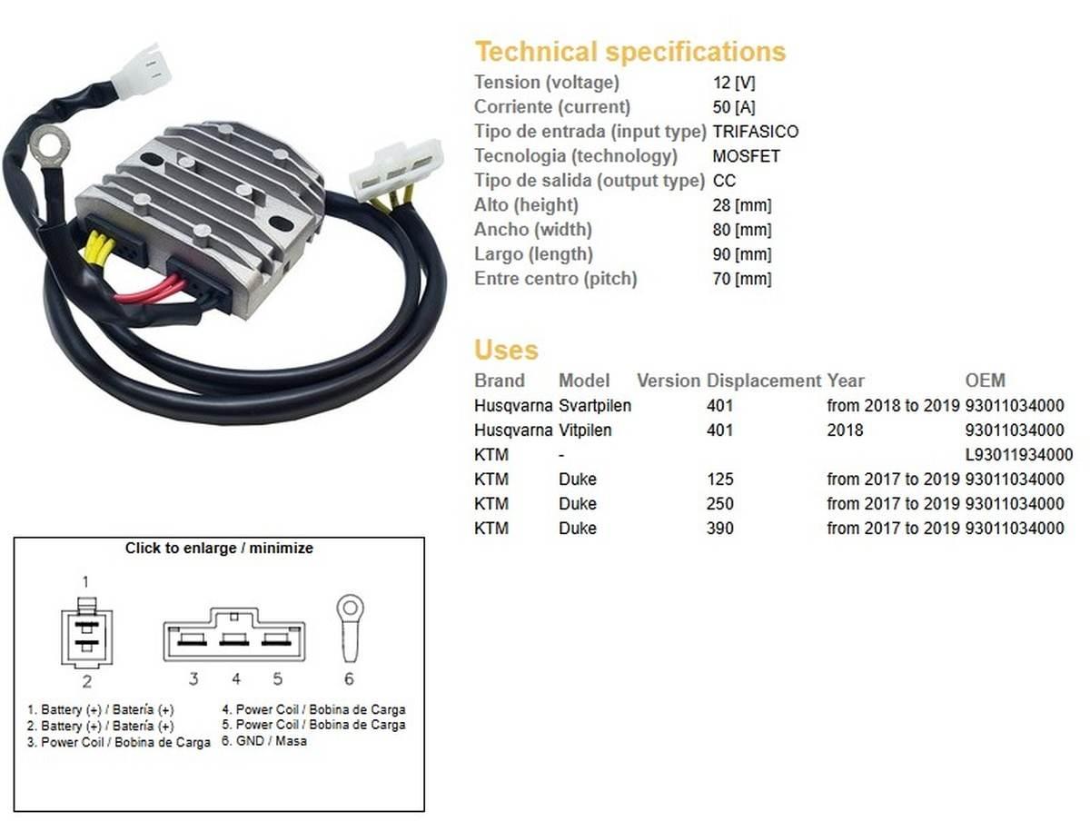 Dze Regulator Napięcia Ktm Duke 125 '17-'19; Duke 250 '17-'19; Duke 390 '17 - zdjęcie 2