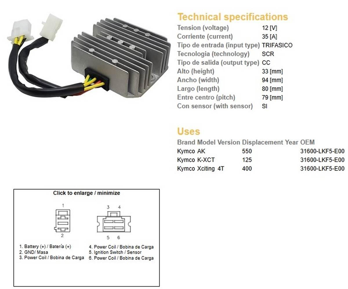 Dze Regulator Napięcia Kymco K-Xct 125; Xciting 400; Ak 550 Wszystkie Roczn - zdjęcie 2