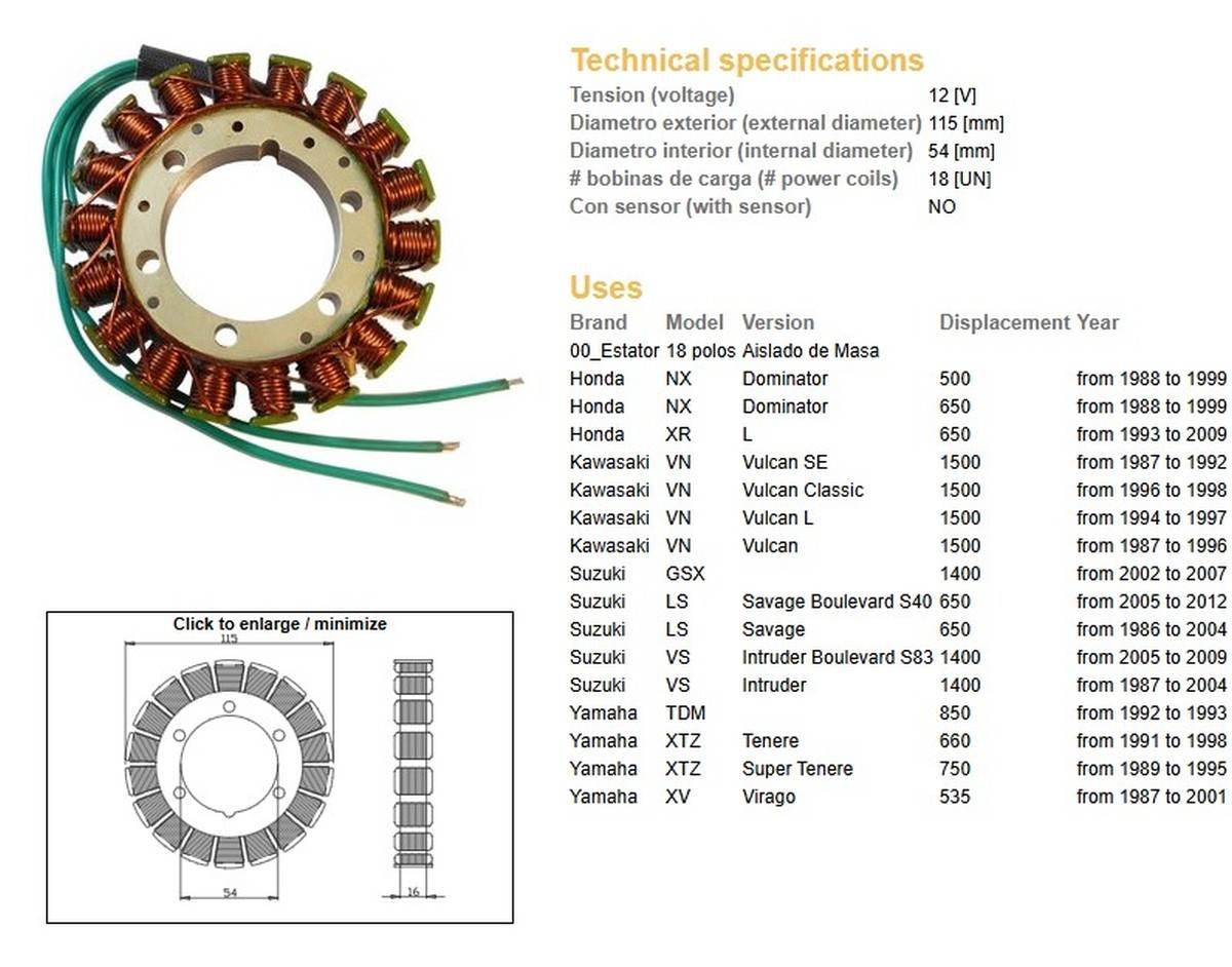 Dze Uzwojenie Alternatora Stator Honda Nx 650 Dominator '88-'99; Xr 650L '9