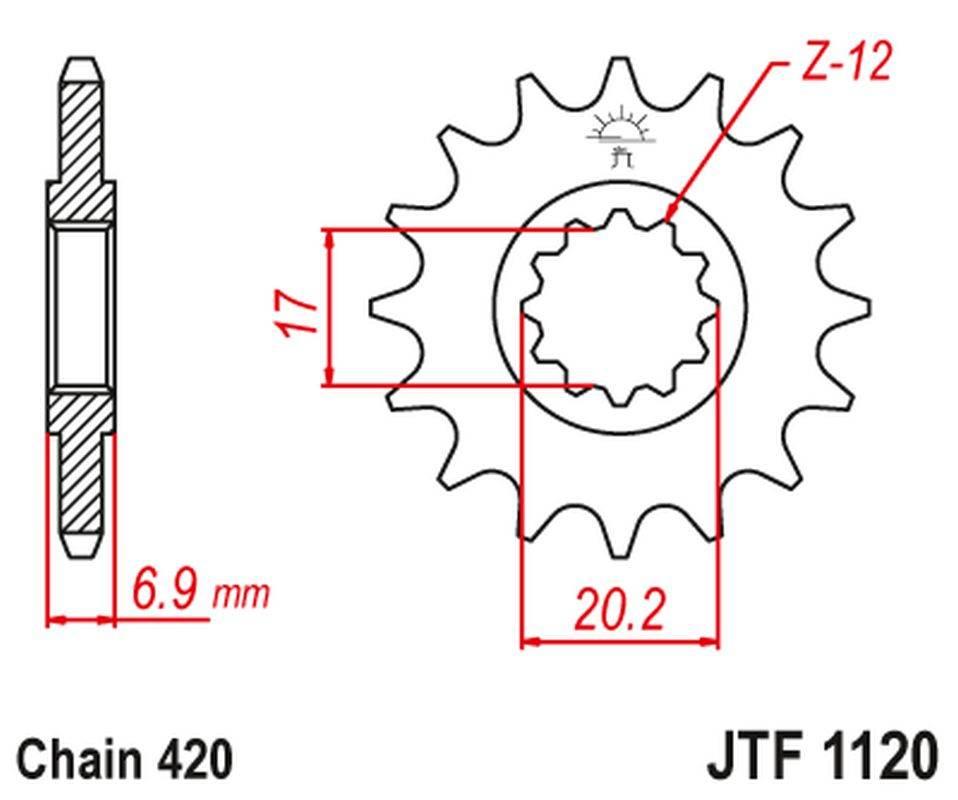 Jt Zębatka Przednia 600M15 Silnik Am6 Jtf1120,15 Łańc. 420
