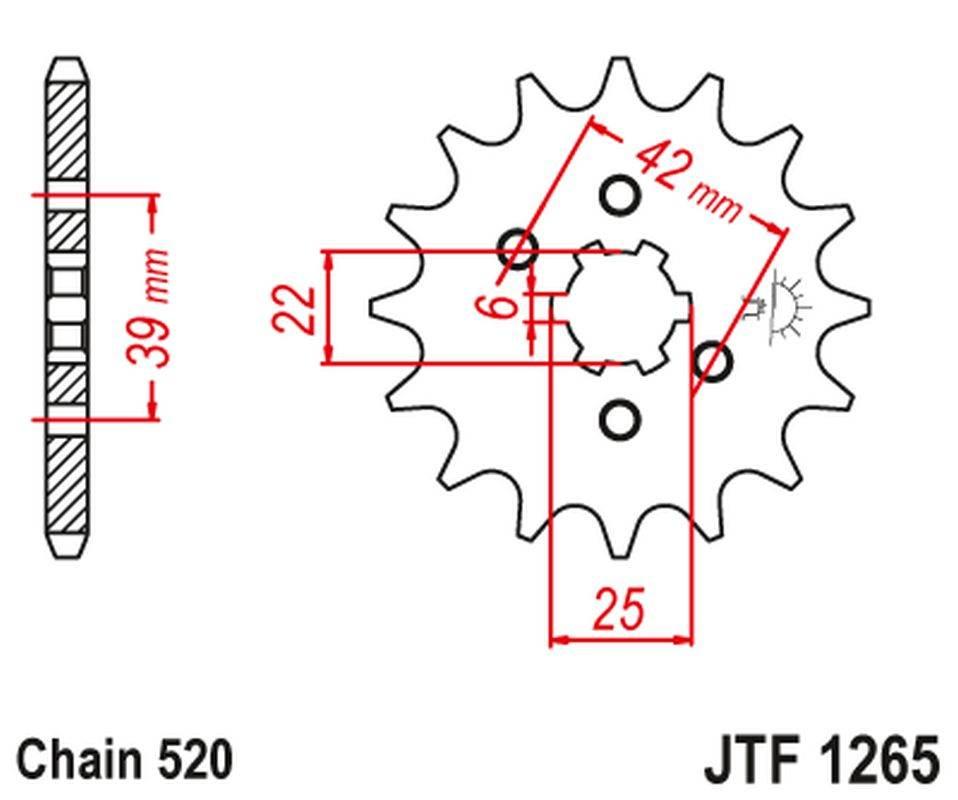 Jt Zębatka Przednia 265 13 Honda Xl 250S '78-'81, Xl 250K '76-'77 26513Jt Ł