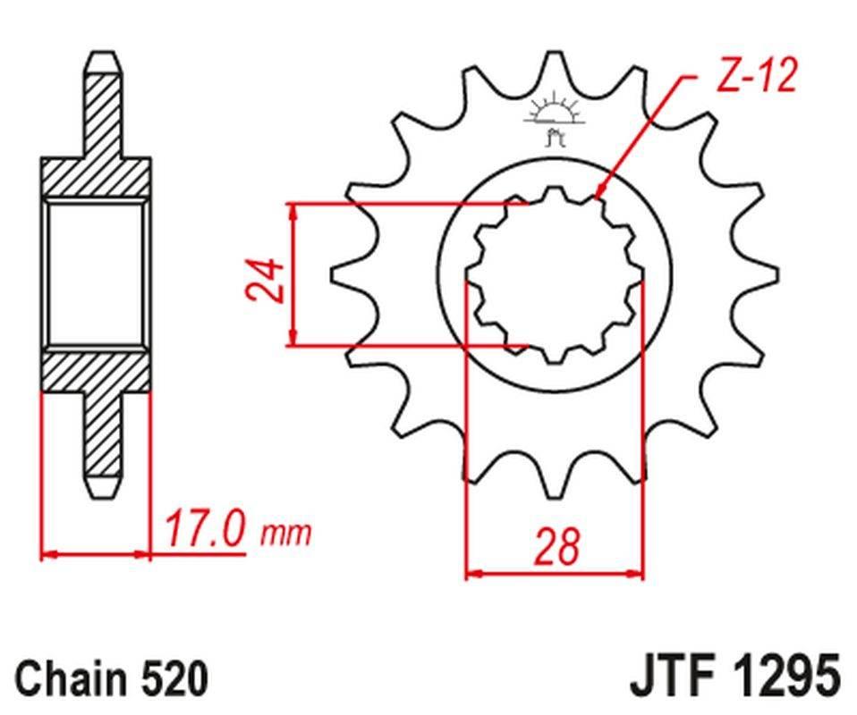 Jt Zębatka Przednia 295M 14 Honda Cbr 600 F2/F3 '91-98' 295M14Jt Łańc. 520