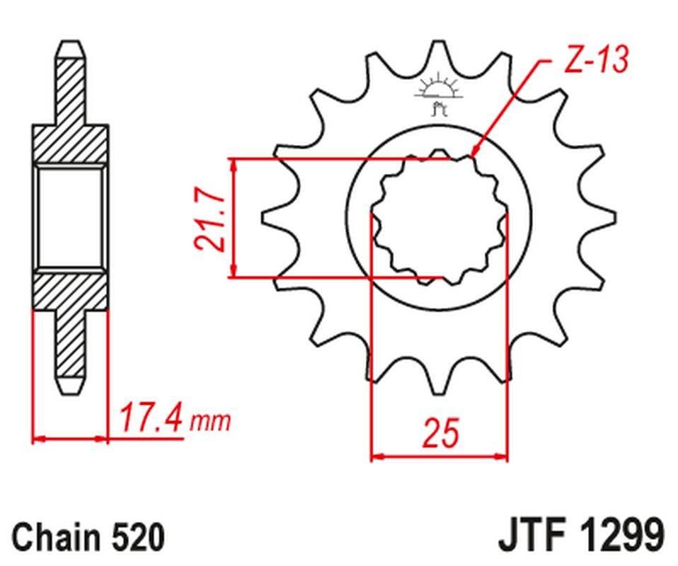 Jt Zębatka Przednia Honda Cb 250 '96-07' Vt/Vtr 250 '98-17' Łańc. 520