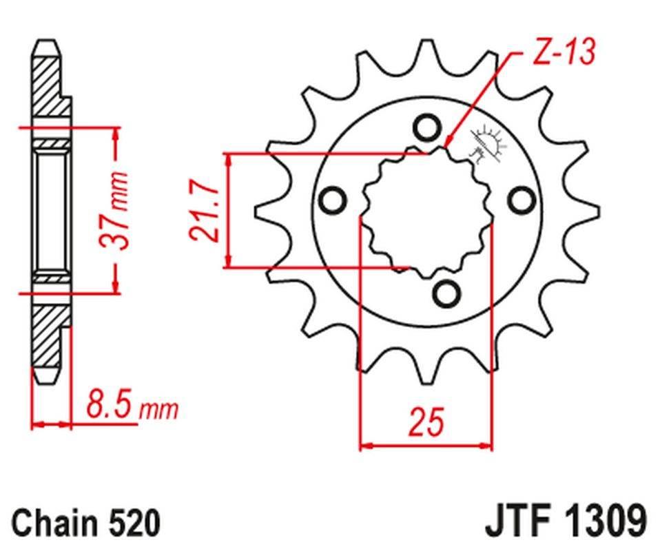 Jt Zębatka Przednia 350 13 Honda Xr 600R '91-'00, Trx 400Ex /X '05-'14 3501