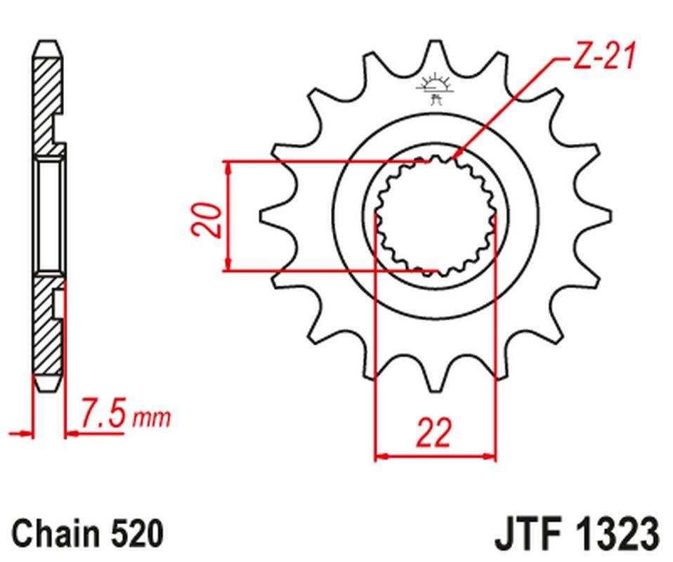 Jt Zębatka Przednia 2120 12 Honda Cr 125R '04-'07, Crf 250R/X '04-'17 21201