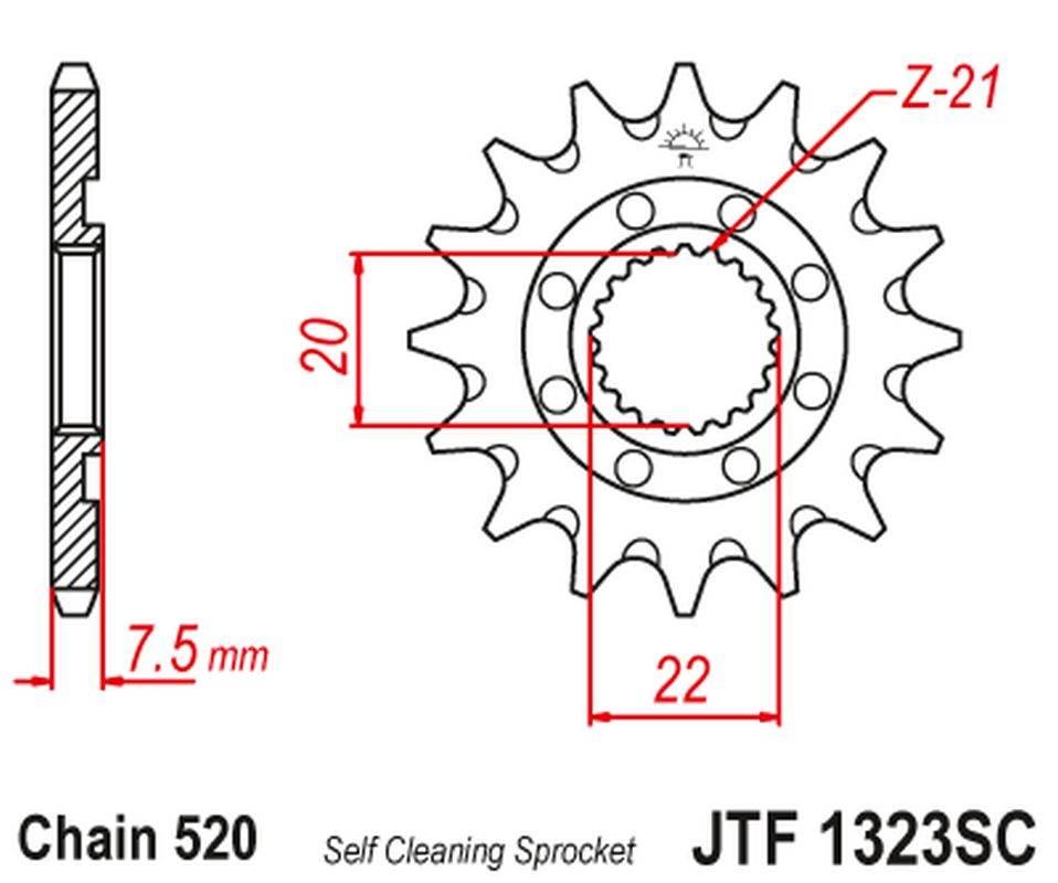 Jt Zębatka Przednia 2120 14 Honda Cr 125R '04-'07, Crf 250R/X '04-'17 Samoo
