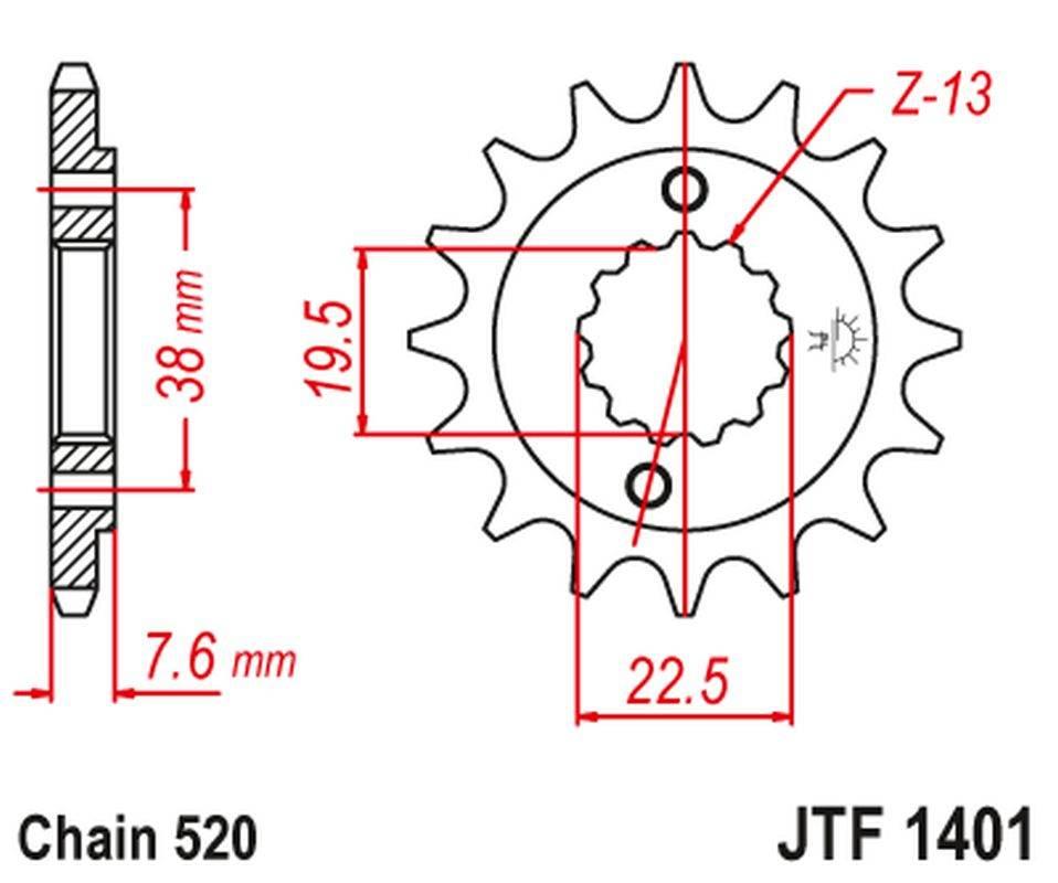Jt Zębatka Przednia 2116 16 Suzuki Ltr 450 '06-'12, Ltz 400 '03-'13, Rmx 45