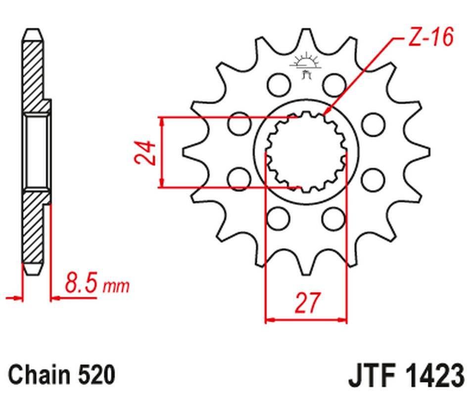 Jt Zębatka Przednia 2192 17 Suzuki Gsxr 1000 '09-16' 219217Jt Łańc. 520 Kon