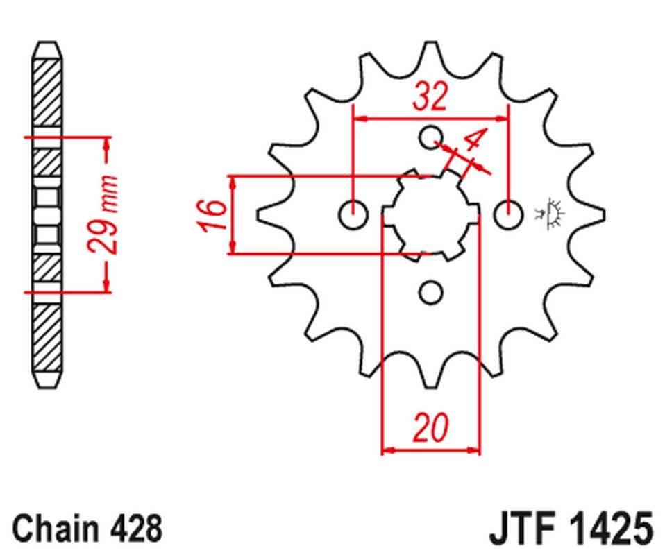Jt Zębatka Przednia 425 13 Suzuki Gsxr 125 17-19, Rg 80 86-87, Gsx 125S 17-
