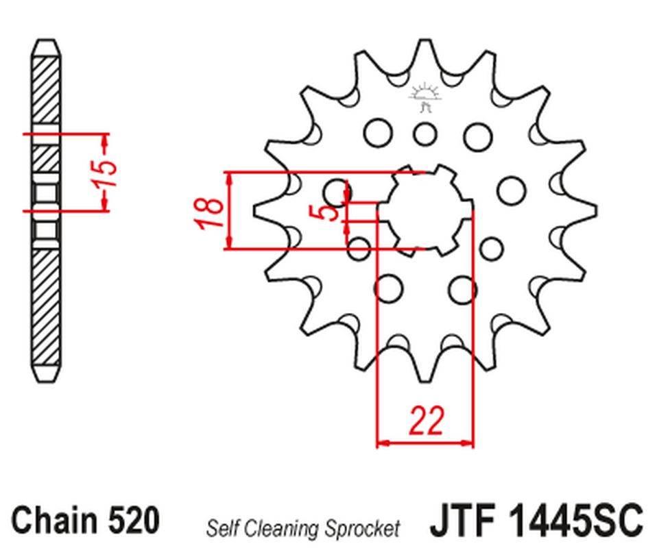 Jt Zębatka Przednia 423 13 Kawasaki Kx 125 '94-'07 Samooczyszczająca 42313J