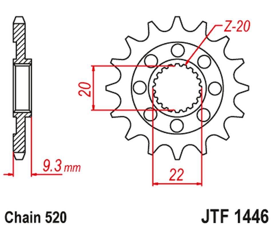 Jt Zębatka Przednia 2146 13 Kawasaki Kxf 250 '06-'17 214613Jt Łańc. 520