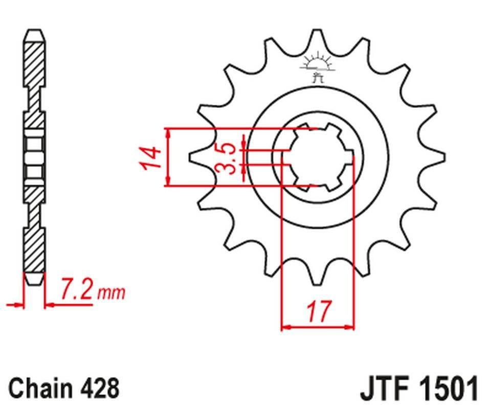 Jt Zębatka Przednia 2054 13 Kawasaki Klt/Klf 110 '84-88', Klx 140 '08-20' 2