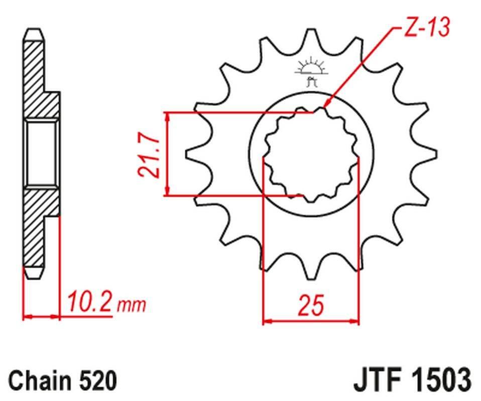 Jt Zębatka Przednia 2061 13 Kawasaki Ksf 250 '87-'04, Kef 300 '95-'03 20611