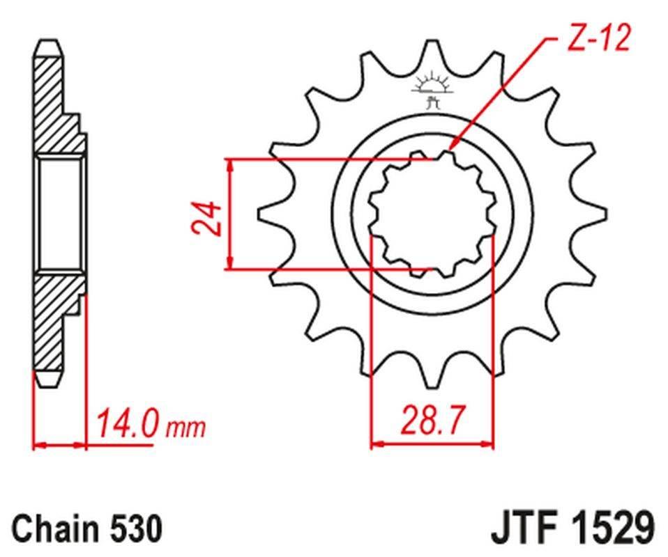 Jt Zębatka Przednia 2077 16 Kawasaki Zrx 1100/1200 '97-06 207716Jt Łańc. 53