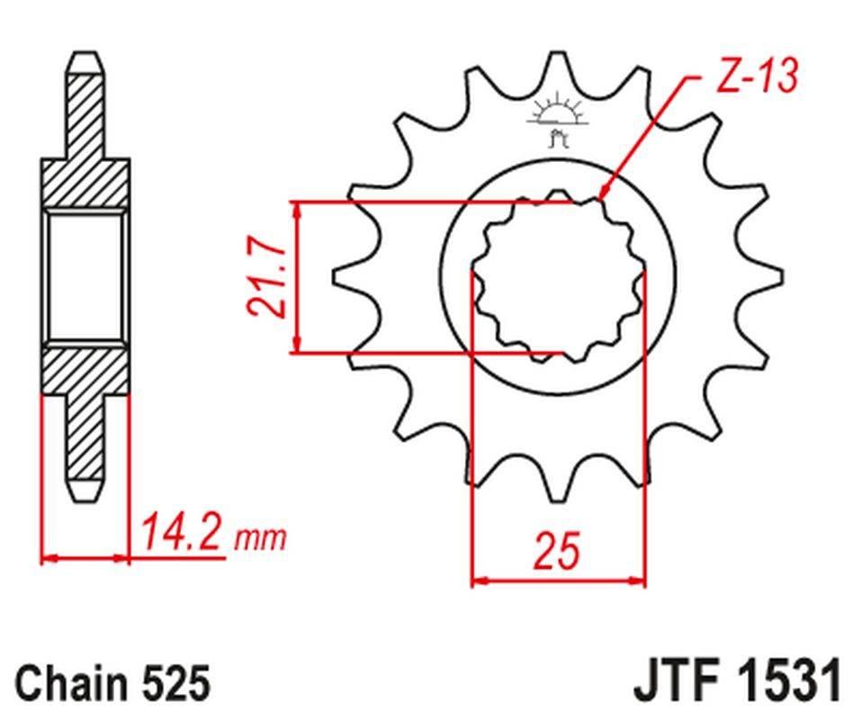 Jt Zębatka Przednia 2083 15 Kawasaki Zr 750 '95-99' 208315Jt Łańc. 525