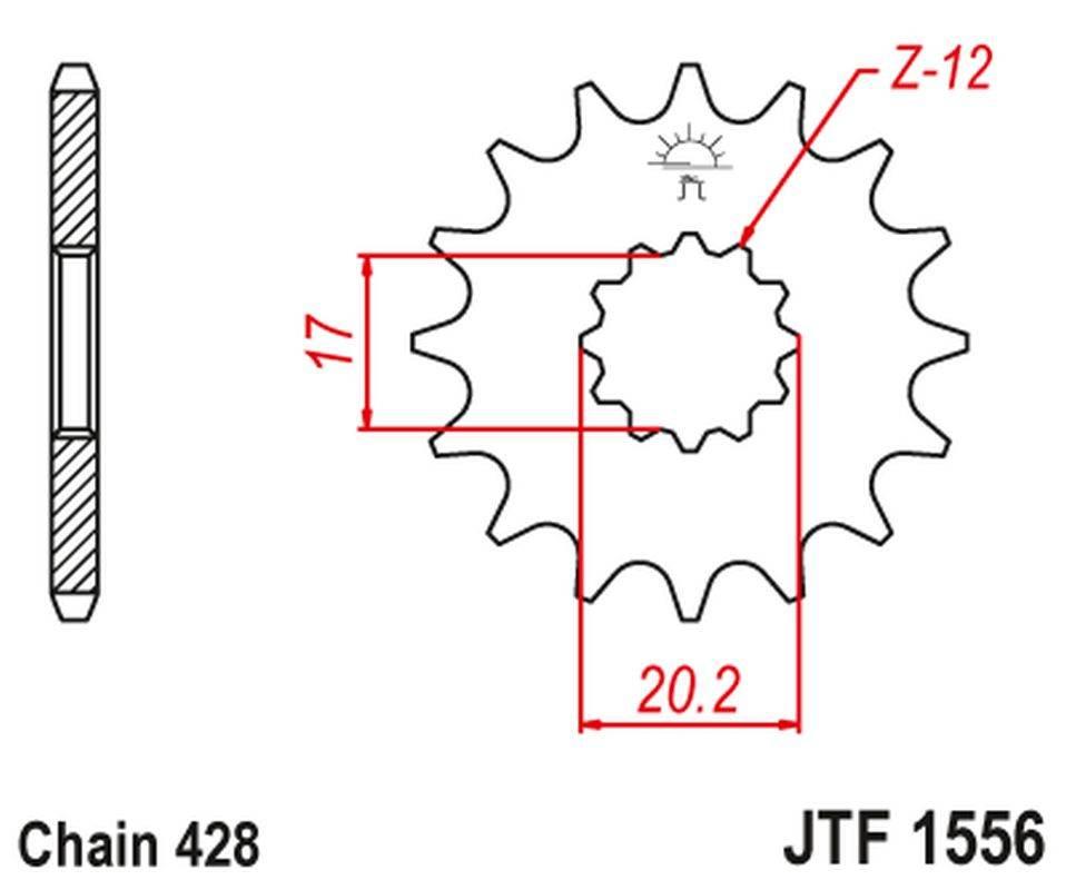 Jt Zębatka Przednia 2064 12 Yamaha Tzr 50 Spain 206412Jt Łańc. 428 Konwersj