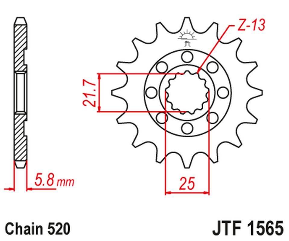 Jt Zębatka Przednia 2141 13 Kawasaki Kxf 450 '06-20' Klx 450 '08-20' 214113