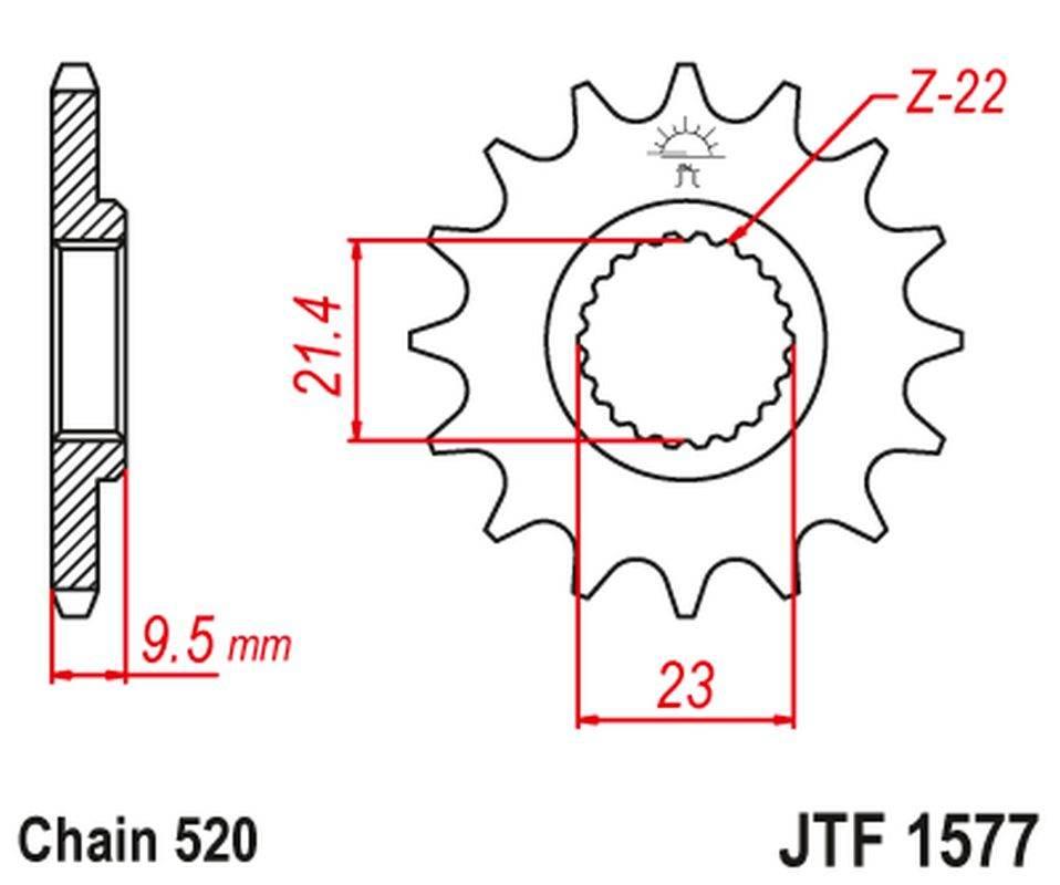 Jt Zębatka Przednia Yamaha Xt 600 '99-03' Tt 600 '04, Grubość 9.5Mm Łańc. 5