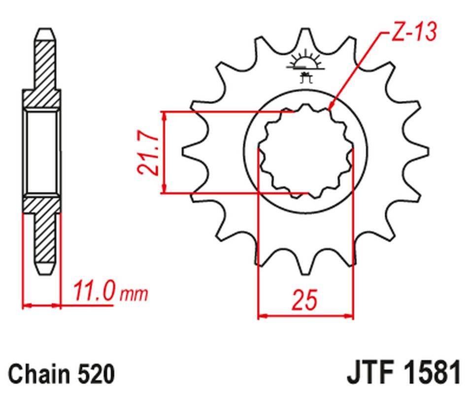 Jt Zębatka Przednia 566M 16 Yamaha Yzf R6 '99-20', Fz6 '04-09' 566M16Jt Łań