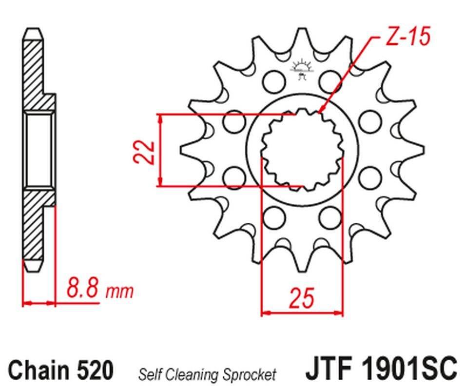 Jt Zębatka Przednia 1248 16 Ktm Sx/Exc '91-'25 Samooczyszczająca 124816Jt Ł