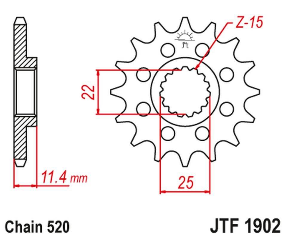 Jt Zębatka Przednia 1252 12 Ktm Lc4 400/600/620/640/690 125212Jt Łańc. 520