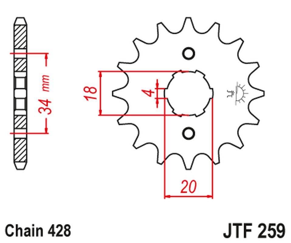 Jt Zębatka Przednia 259 17 Honda Xl 125, Nx 125 25917Jt Łańc. 428