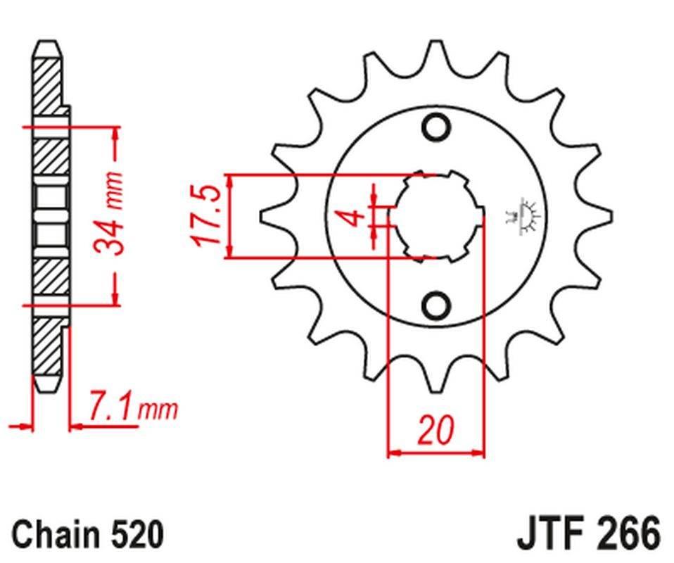 Jt Zębatka Przednia 266 14 Honda Cr 125 '79-'85 26614Jt Łańc. 520