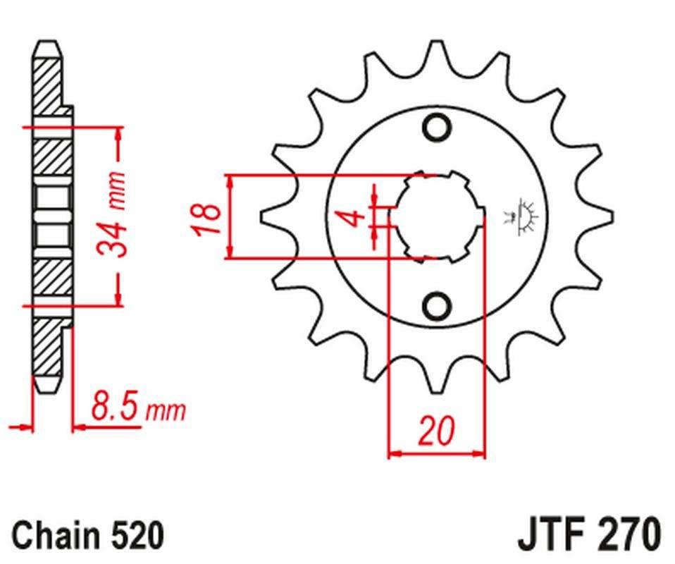 Jt Zębatka Przednia 2046 13 Honda Ca 125 '95-01', Cb/Cbx/Cm/Cmx 250 '83-16'