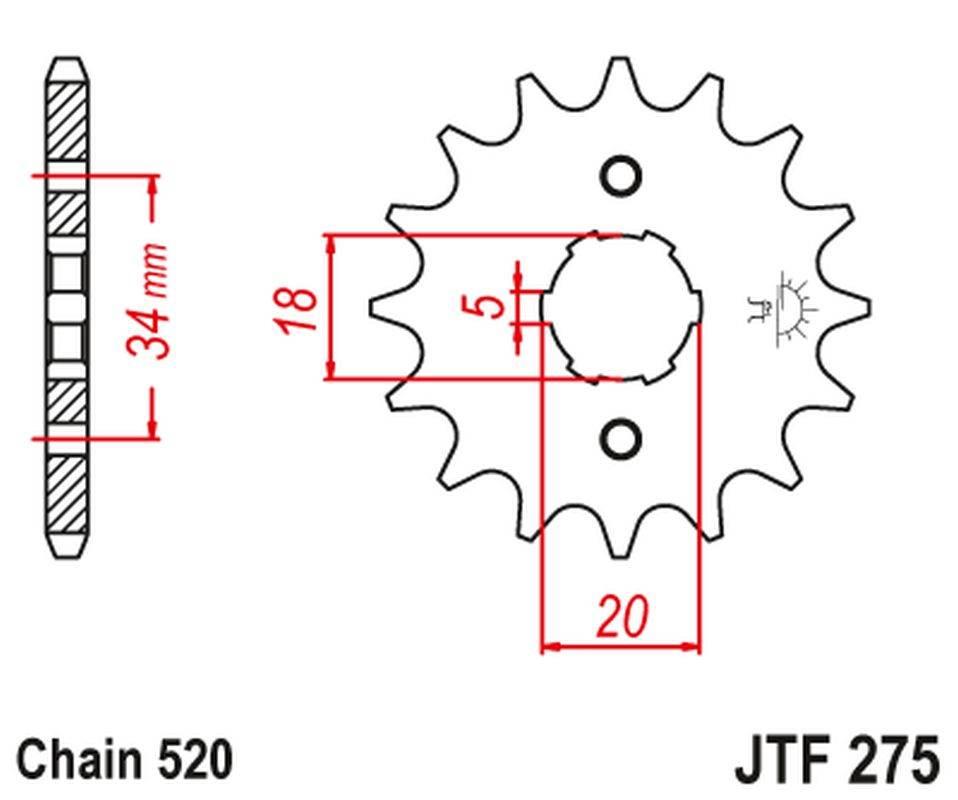 Jt Zębatka Przednia 275 15 Honda Cb 175 '74-76', Xl 175 '77', Cb 200 T '74-