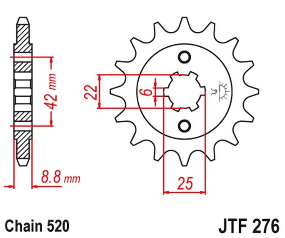 Jt Zębatka Przednia 276 15 Honda Cb 400N '81-'83 27615Jt Łańc. 520