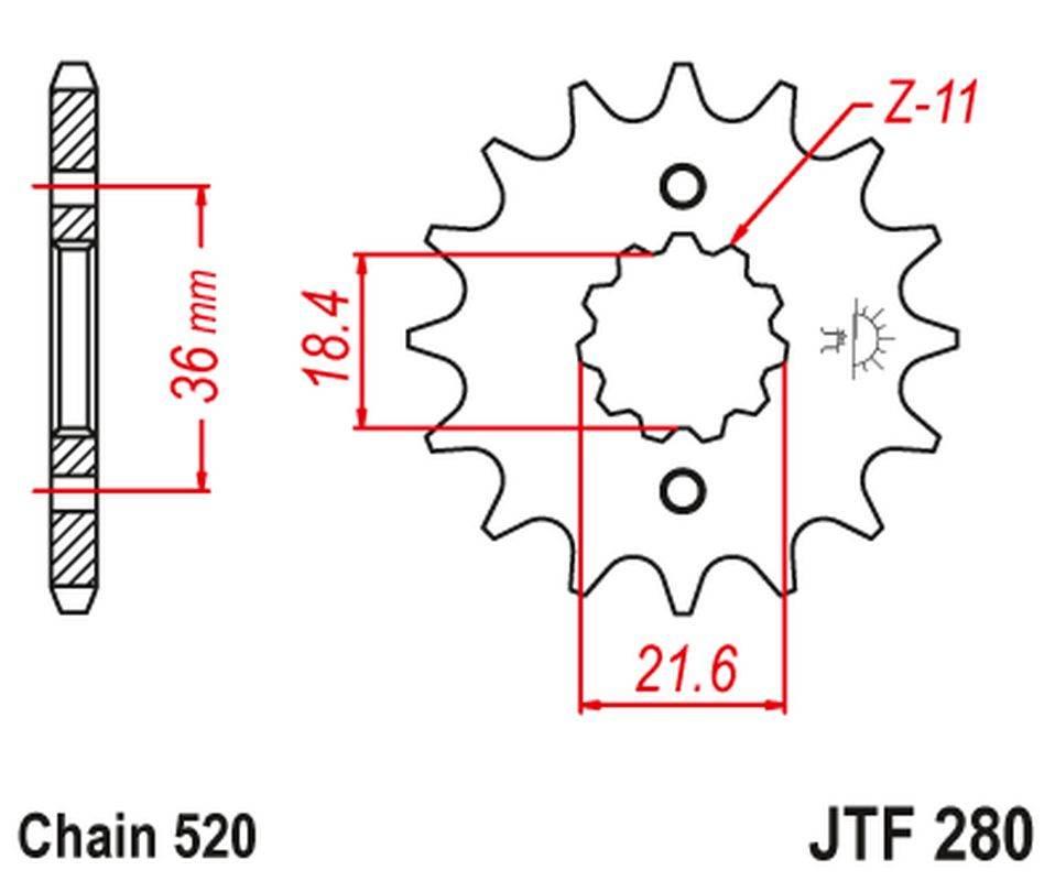 Jt Zębatka Przednia 2506 13 Honda Xl 250 S/M/N Md26,Md31 Ax 1 250613Jt Łańc