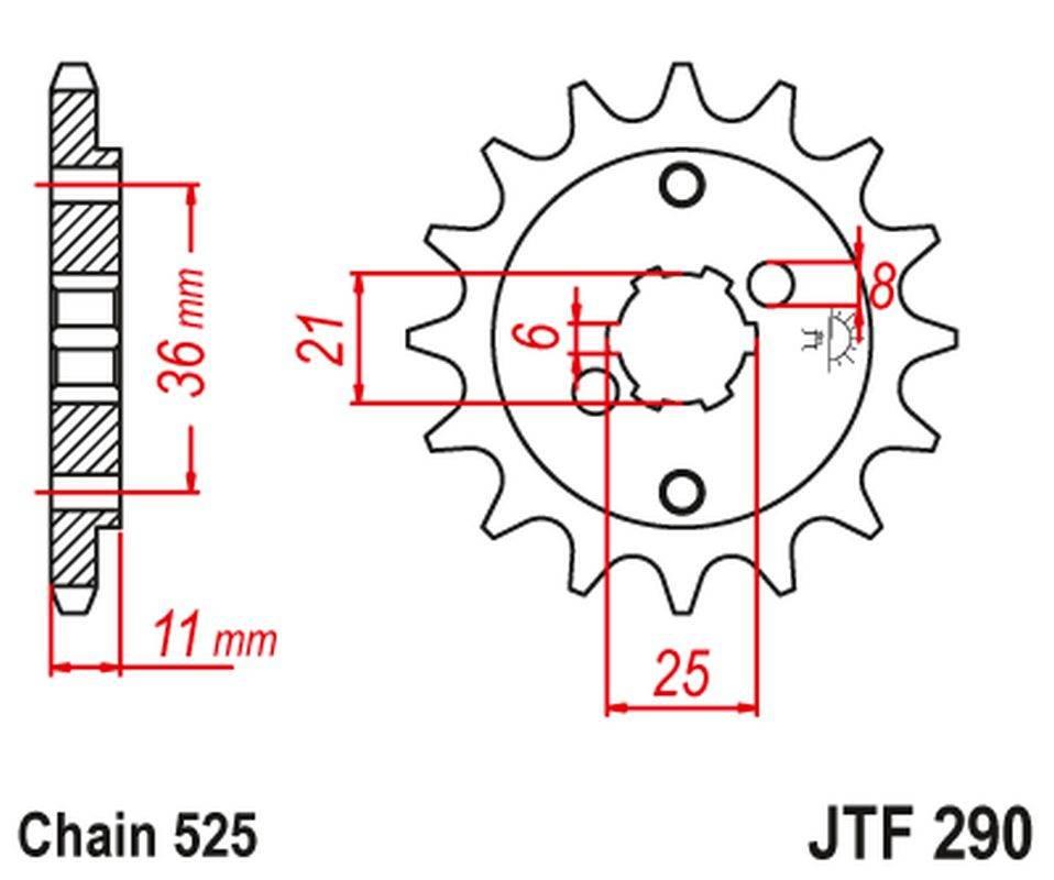 Jt Zębatka Przednia 290 14 Honda Xbr 500F '85-'86 29014Jt Łańc. 525 -1