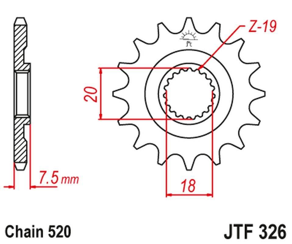 Jt Zębatka Przednia 340 14 Honda Cr 125 '87-'03 34014Jt Łańc. 520