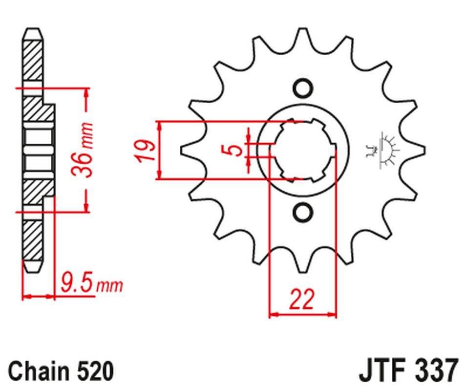 Jt Zębatka Przednia 337 12 Honda Trx 250/300, Cr 250 '82-'85, Cr500 '84-'85