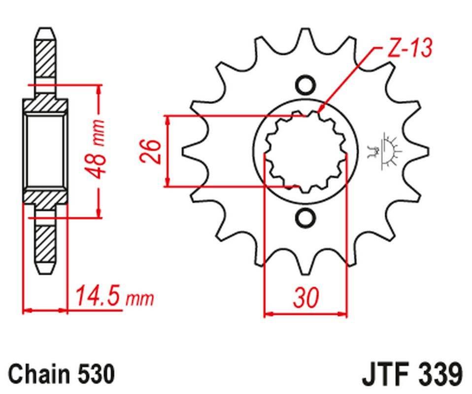 Jt Zębatka Przednia 339 15 Honda Vfr 750 86-87, Cbx 750F 84-86, Vfr 800 '02