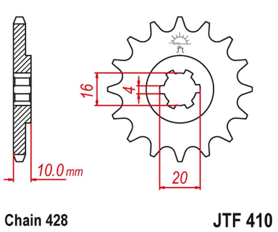 Jt Zębatka Przednia 799 16 Suzuki Gz 125 '98-'11 -1 Gn 125, Vl 125 Intruder