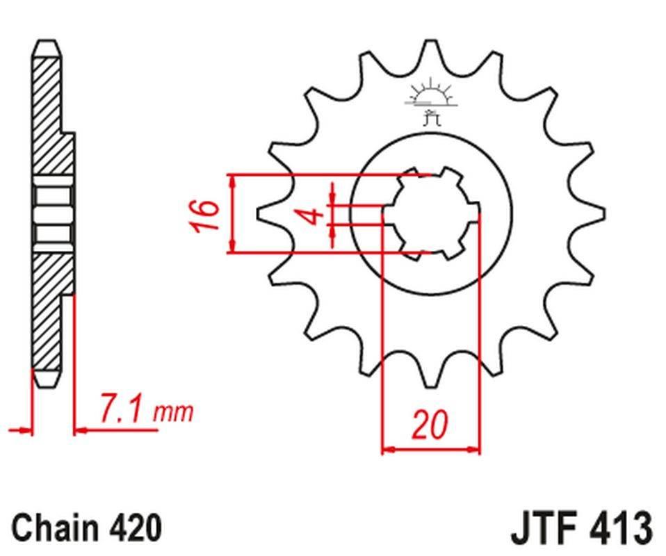 Jt Zębatka Przednia 413 11 Suzuki Rmx 50, Ts 50 41311Jt Łańc. 420