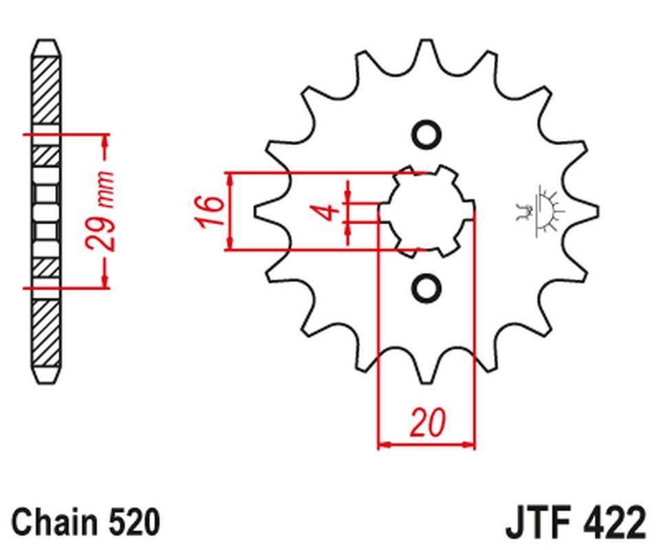 Jt Zębatka Przednia 514 14 Kawasaki Kx 125 '84-'93 51414Jt Łańc. 520