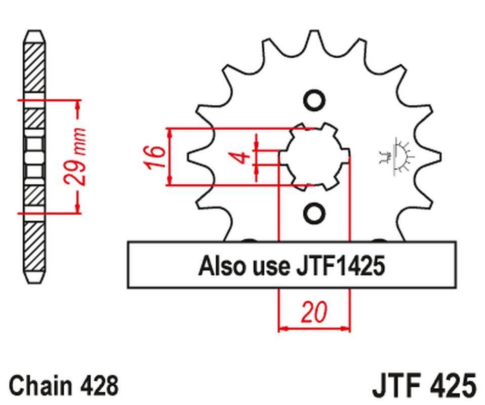 Jt Zębatka Przednia 425 16 Suzuki Ts 125R '90-'96, Rv 125 '07-'15 42516Jt Ł