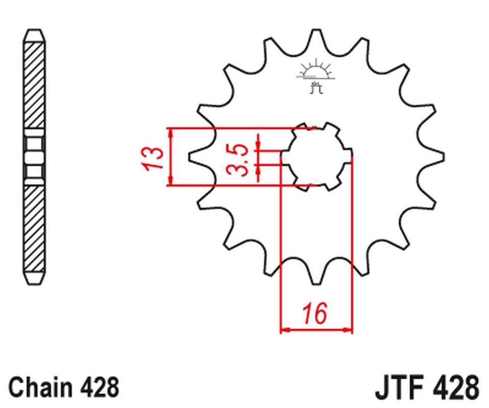 Jt Zębatka Przednia 428 15 Suzuki Dr-Z 50 '19-21', Dr-Z 70 '08-18', Ds/Jr/R