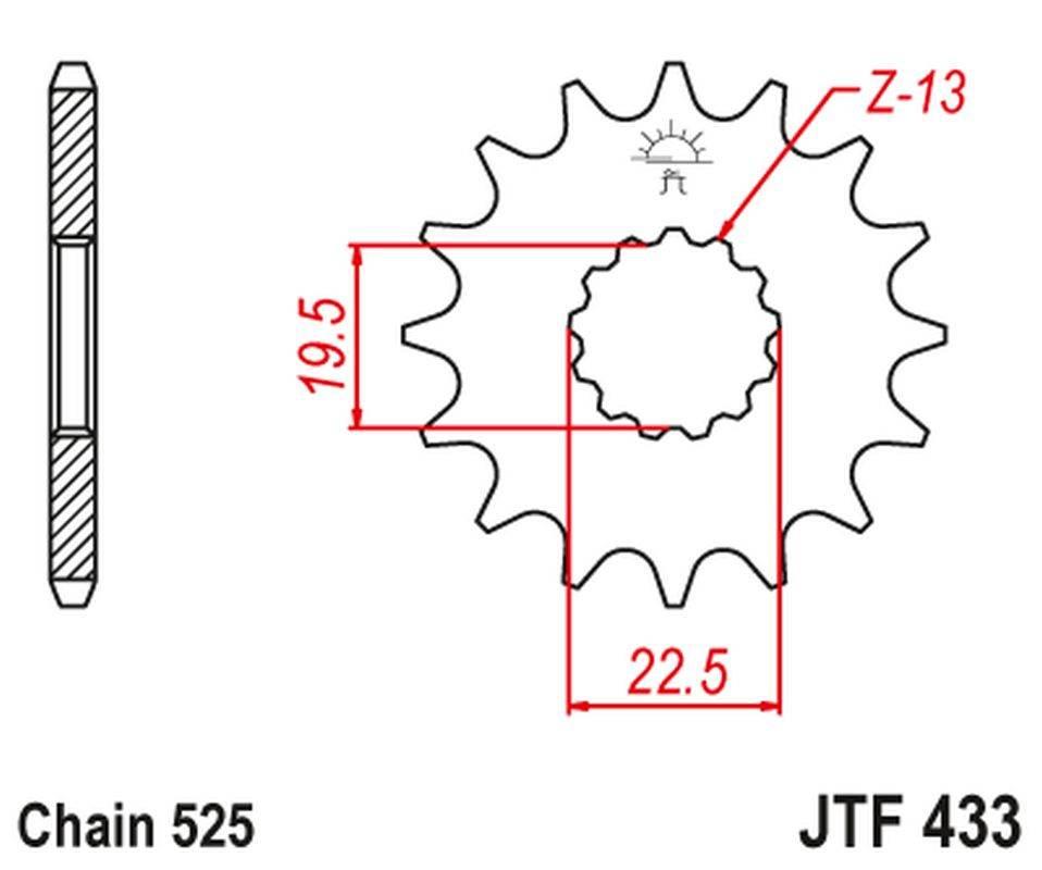 Jt Zębatka Przednia 433 14 Suzuki Gsf/Gsx/Rf 400 '86-94', Ts/Tm 250 '71-83'