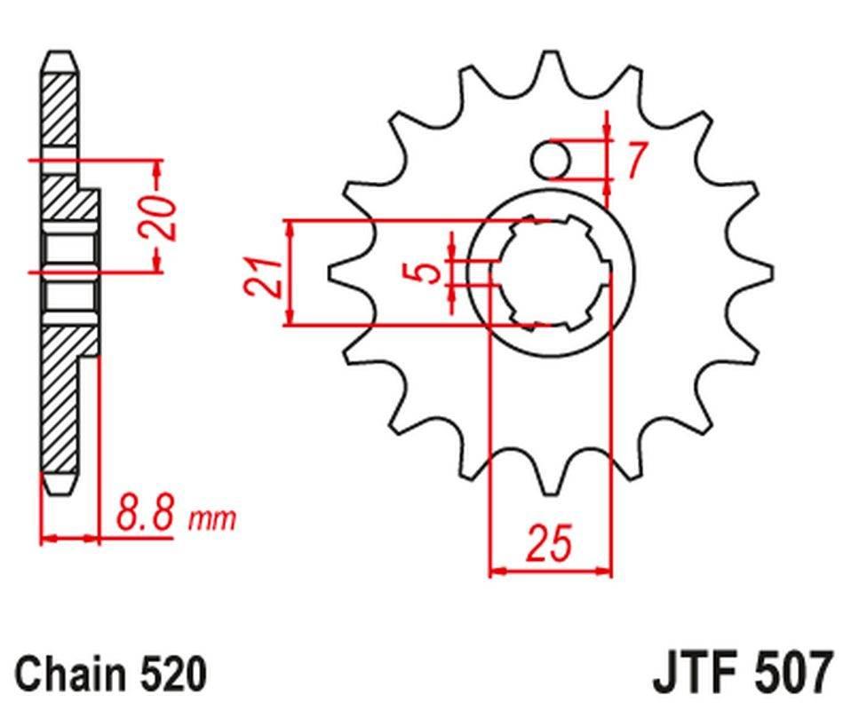 Jt Zębatka Przednia 507 14 Kawasaki Kx 250 '79-86' Kx 500 '83-86' Klt200/25