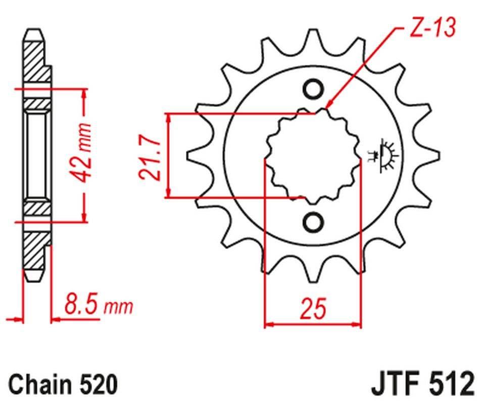 Jt Zębatka Przednia 525 13 Kawasaki Zxr 400, Kle 500 '91-'96 -1 Gpz 500S -1