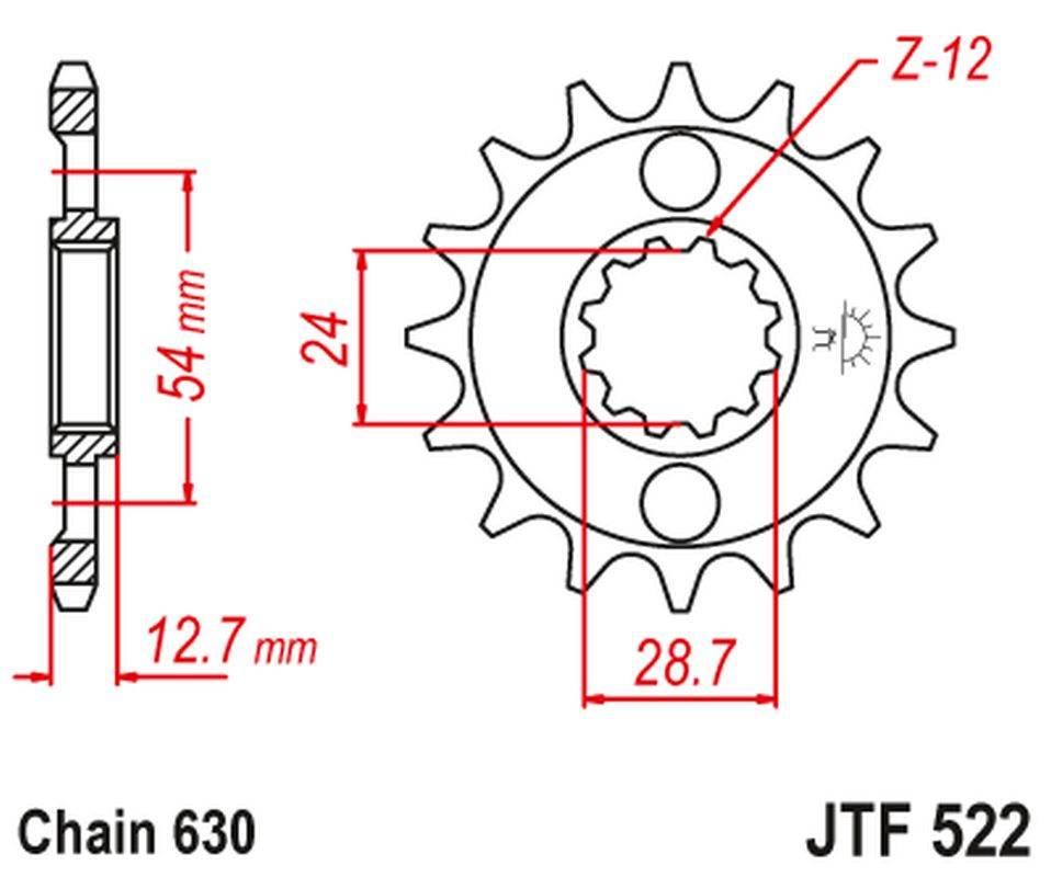 Jt Zębatka Przednia 522 15 Kawasaki Z 1000 '81-83', Gpz 1100 '81-82' Z 1100