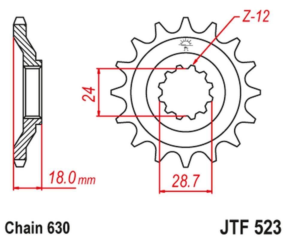 Jt Zębatka Przednia 524 15 Kawasaki Gpz 1100 '83-85' 52415Jt Łańc. 630