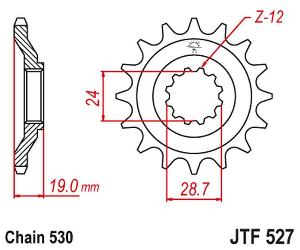 Jt Zębatka Przednia 532 17 Kawasaki Zx10 '88-90' Zx 1000 B1-B3 53217Jt Łańc