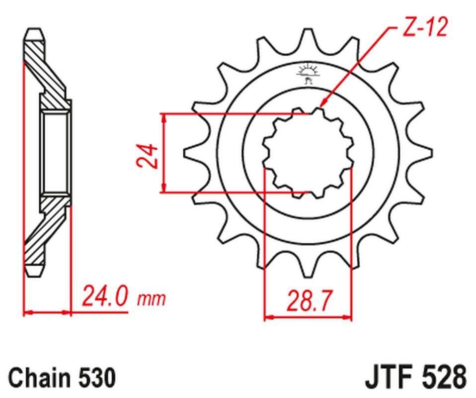 Jt Zębatka Przednia 530 17 Kawasaki Zz-R 1100 '90-92' Jtf528.17Jt Łańc. 530