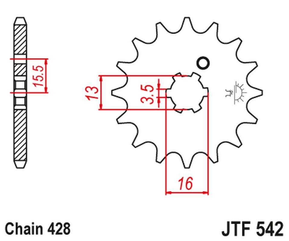 Jt Zębatka Przednia 542 13 Yamaha Dt 80 Mx-S '83-84' 54213Jt Łańc. 428