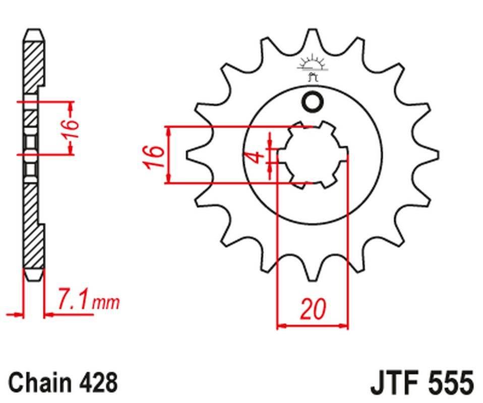 Jt Zębatka Przednia 555 13 Yamaha Dt 80 Lc1/Lc2 '83-'95, Tzr 80 '92-'95 555